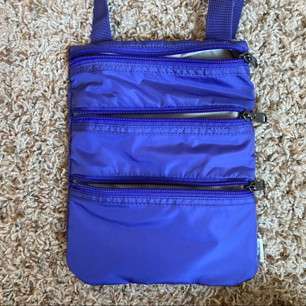 Purple Eddie Bauer Connect 3-Zip Travel Bag Crossbody Errand Purse Bag - Picture 3 of 13